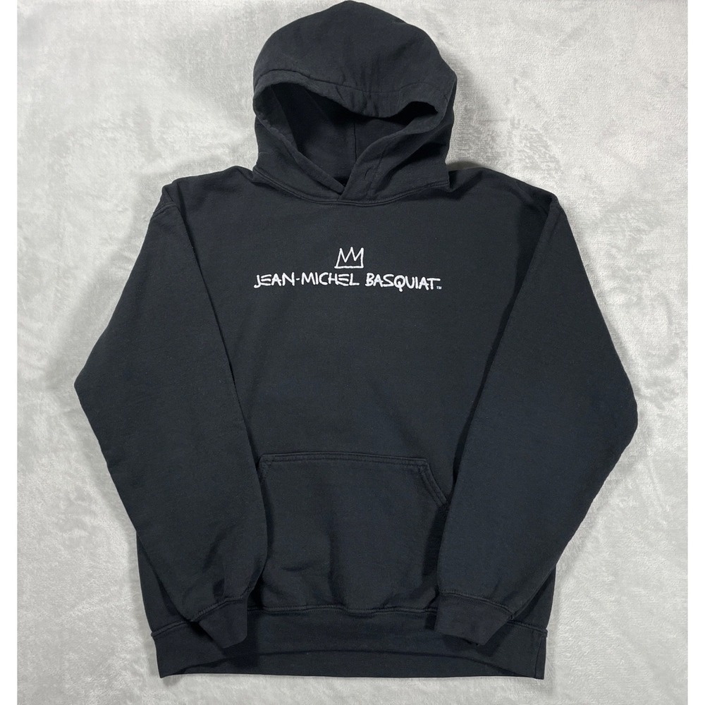 Jean-Michel Basquiat Hoodie Men Small Black Crown Graphic Pullover Sweatshirt
